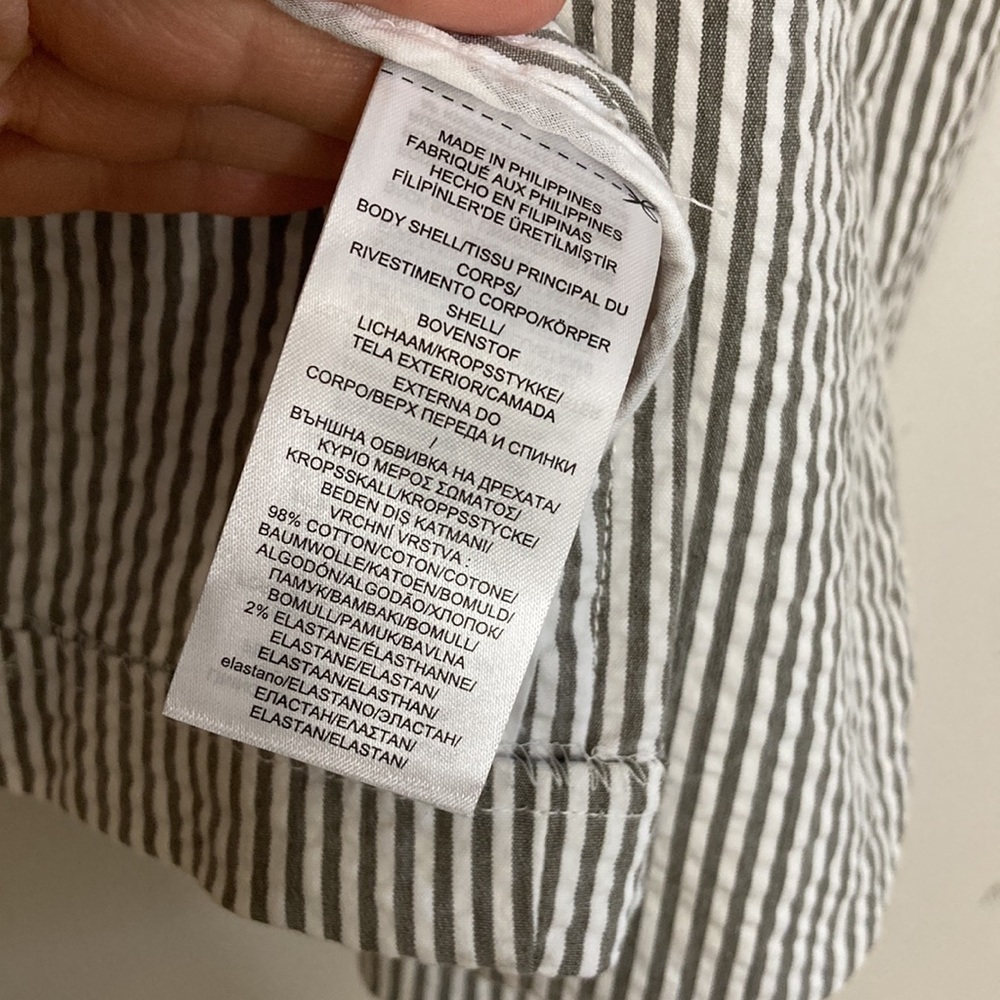 Lauren Ralph Lauren Blazer Womens 10 Gray White Seersucker Stripe Stretch Jacket - Picture 12 of 14